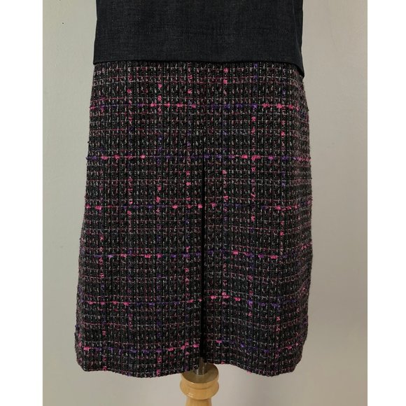 HALOGEN Dress Small Denim Gray Pink Tweed Skirt High Neck NWOT Size Small - Picture 5 of 9